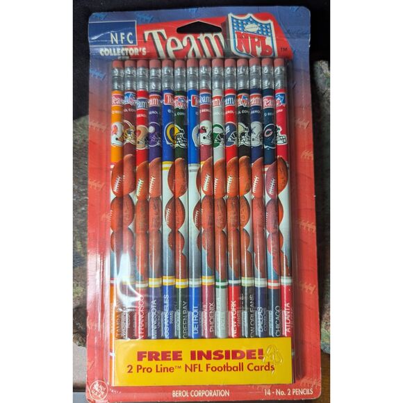 1993 Team NFL Pencil Set – NFC Teams + 2 Pro Line Cards (Sealed) - Picture 1 of 5